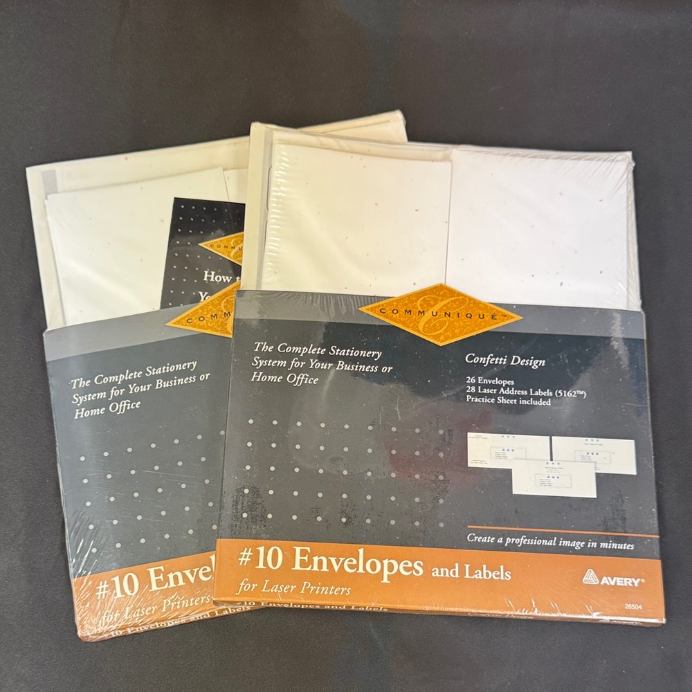 Vintage Avery Confetti Design 26 Envelopes, 28 Labels address labels practice